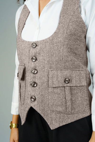 Tweedwool Beige Waistcoat