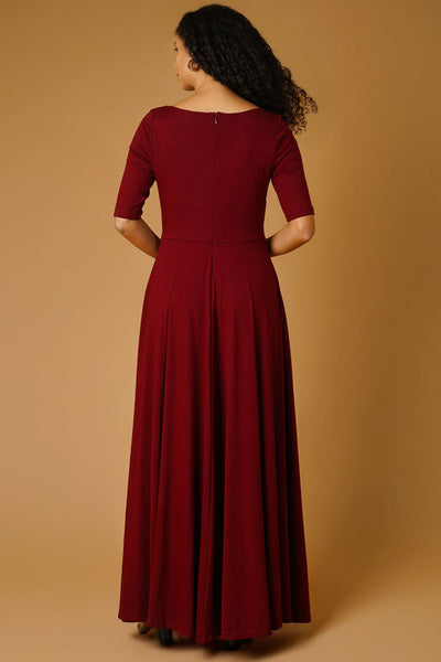 Jersey Maroon Floor Length Dress