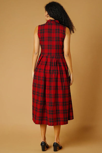 Premium Cotton Red Midi Dress