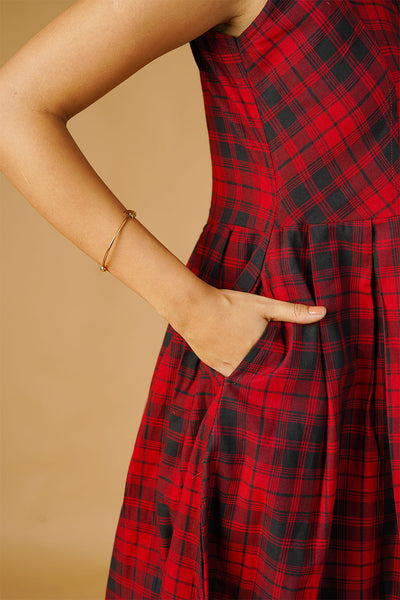 Premium Cotton Red Midi Dress