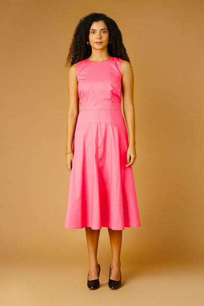 Pink Poplin Midi Dress