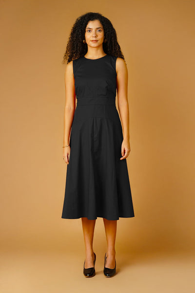 Black Poplin Midi Dress
