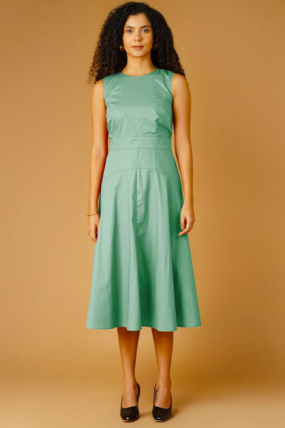 Poplin Green Midi Dress