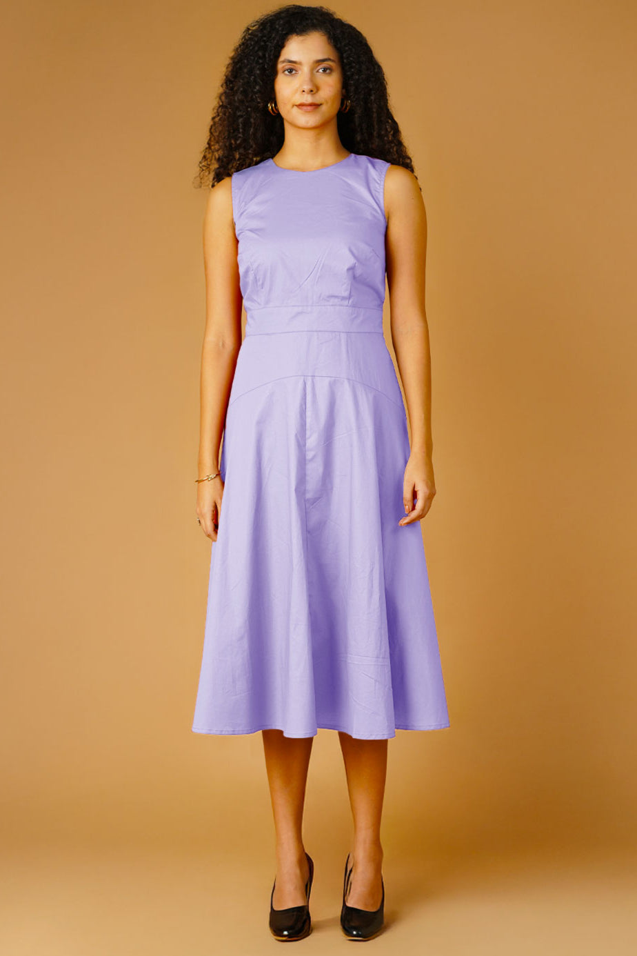 Lavender Poplin Midi Dress