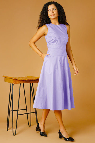 Lavender Poplin Midi Dress