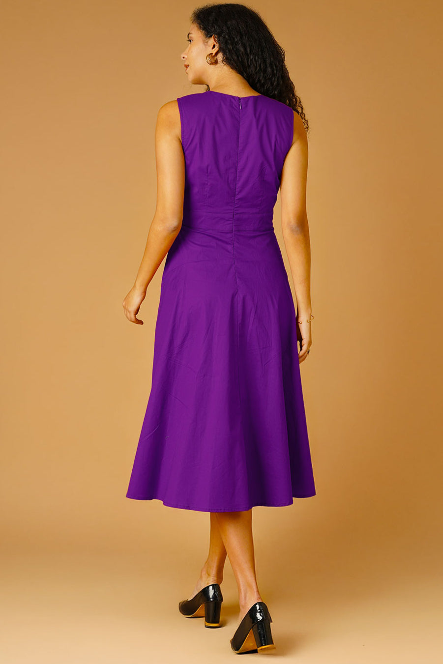 Purple Poplin Midi Dress
