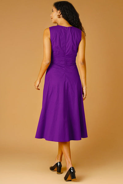 Purple Poplin Midi Dress