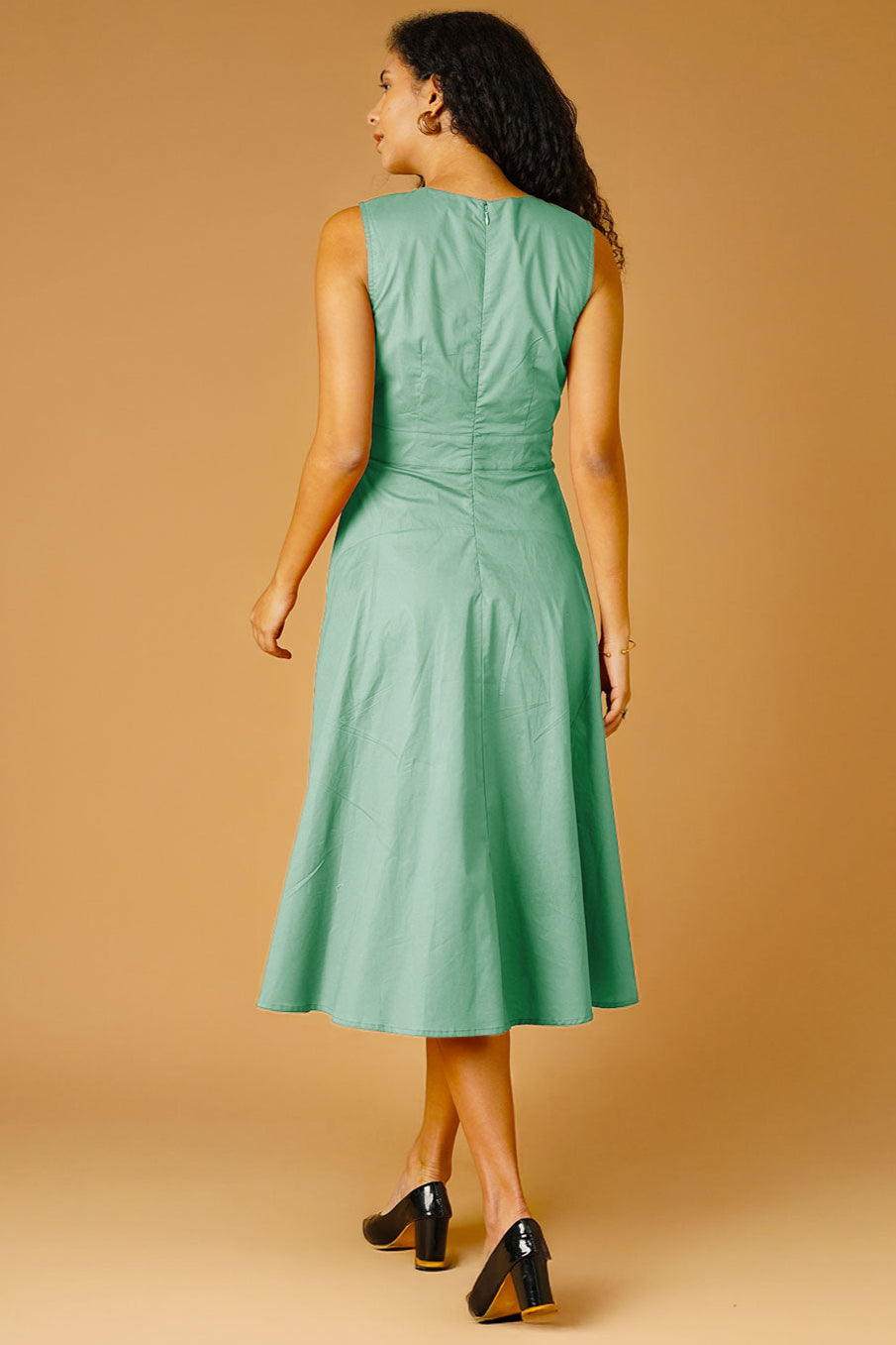 Green Poplin Midi Dress Green Poplin Midi Dress