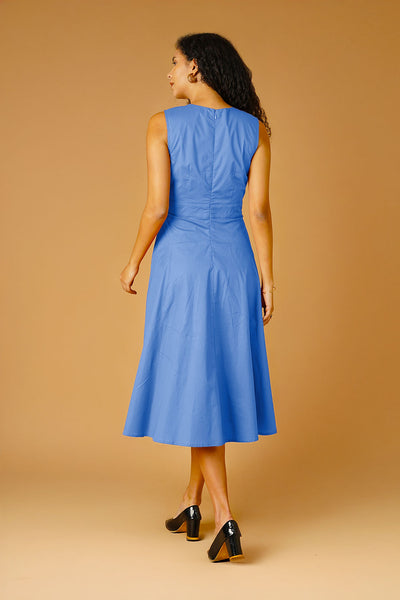 Blue Poplin Midi Dress