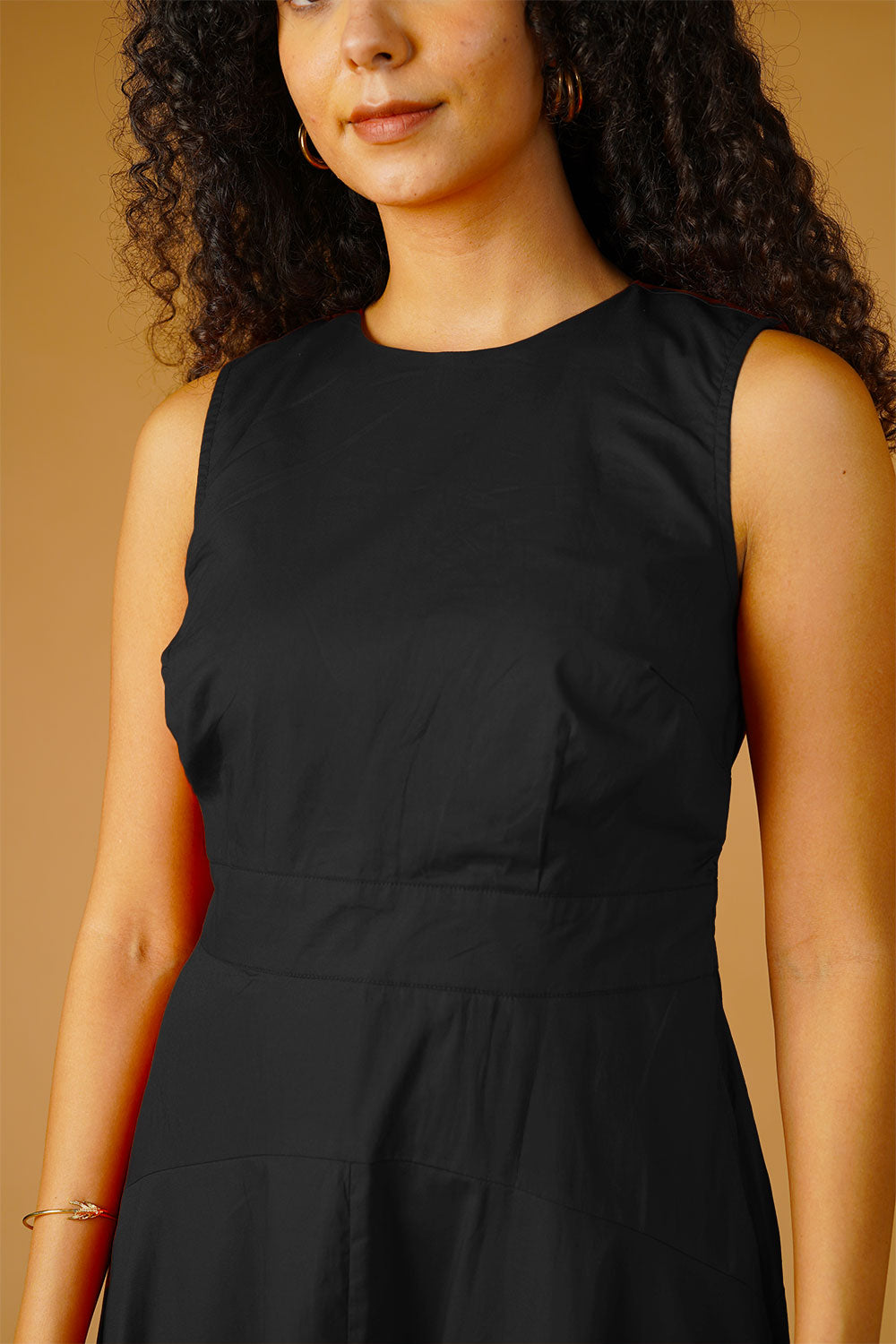 Black Poplin Midi Dress
