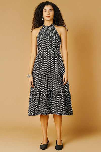 Premium Cotton Black Midi Dress