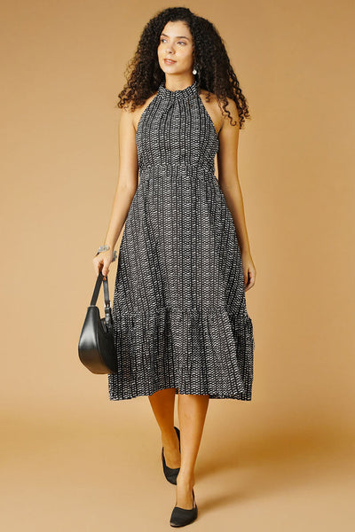 Premium Cotton Black Midi Dress
