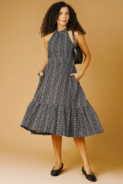 Premium Cotton Black Midi Dress