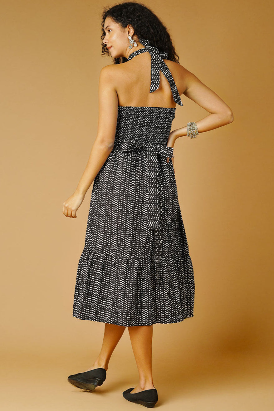 Premium Cotton Black Midi Dress