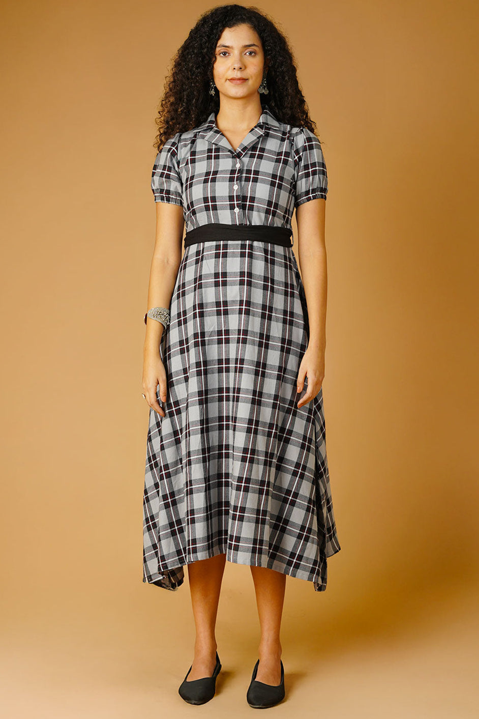 Premium Cotton Grey Midi Dress