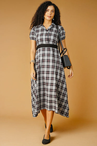 Premium Cotton Grey Midi Dress