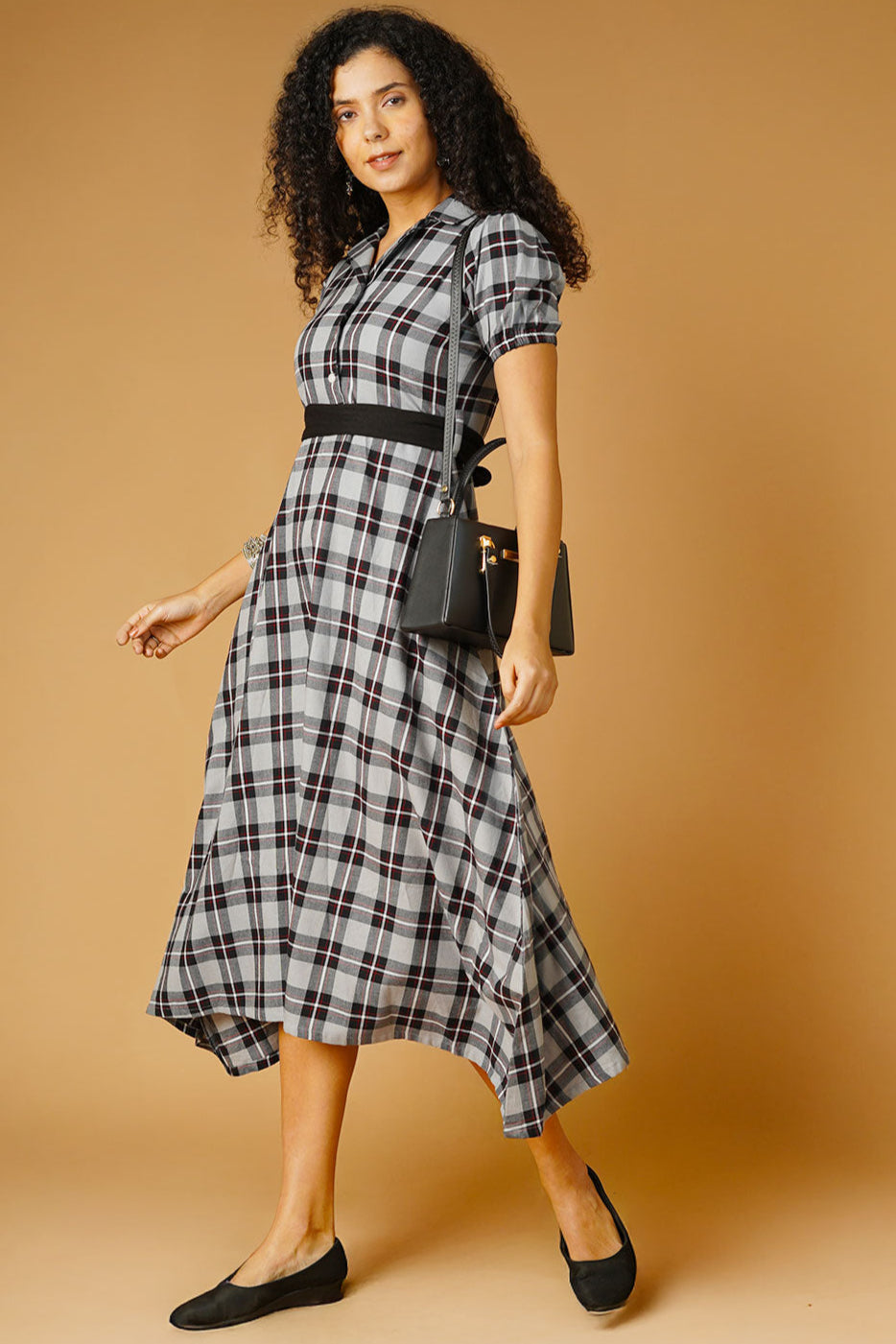 Premium Cotton Grey Midi Dress