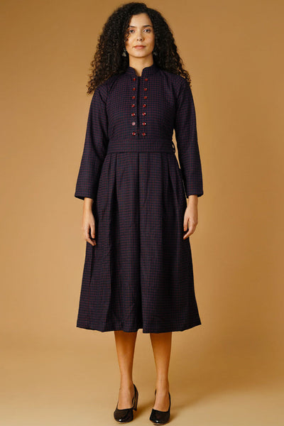 Premium Cotton Navy Midi Dress