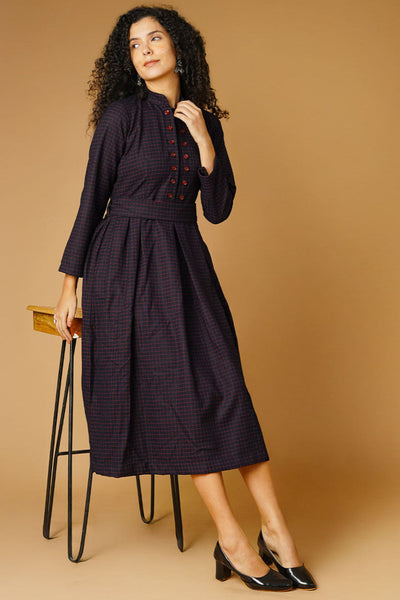Premium Cotton Navy Midi Dress
