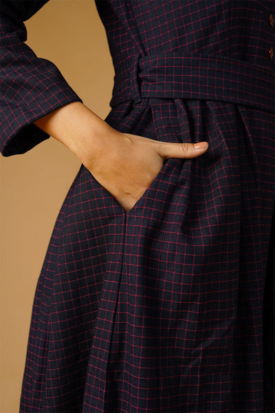 Premium Cotton Navy Midi Dress
