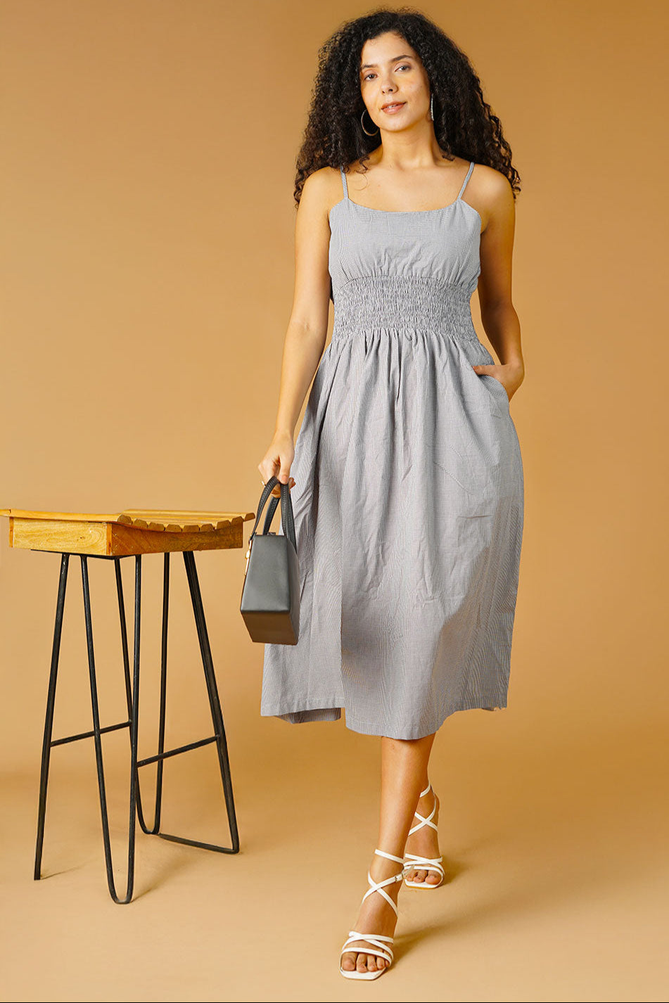 Premium Cotton White Midi Dress