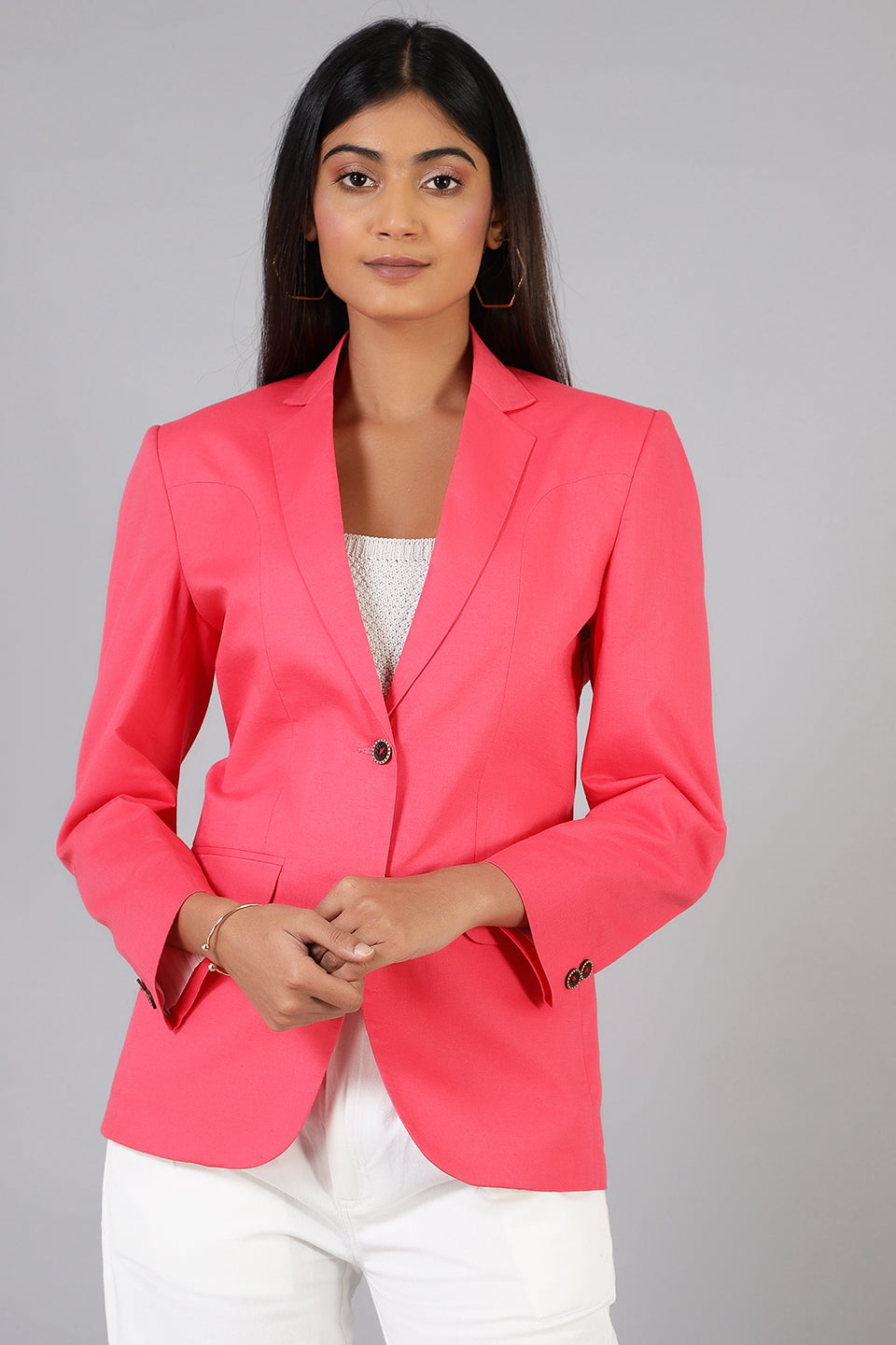 Cotton Linen Pink Blazer
