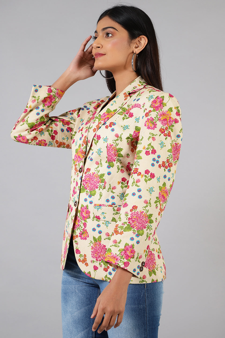 Cotton Linen Multicolored Blazer