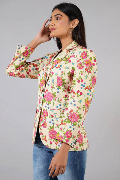Cotton Linen Multicolored Blazer