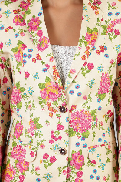 Cotton Linen Multicolored Blazer