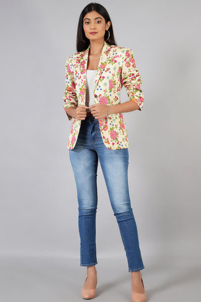 Cotton Linen Multicolored Blazer