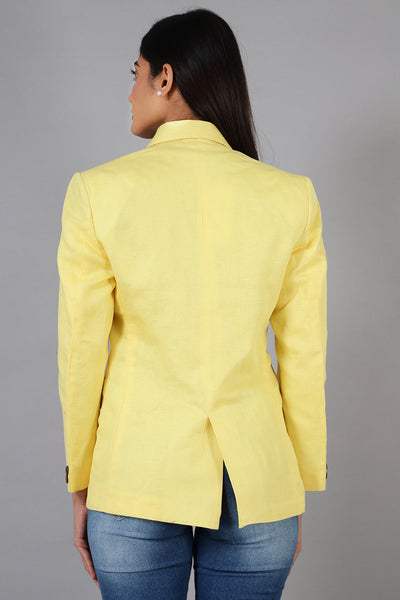 Cotton Linen Yellow Blazer