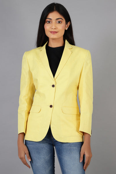 Cotton Linen Yellow Blazer