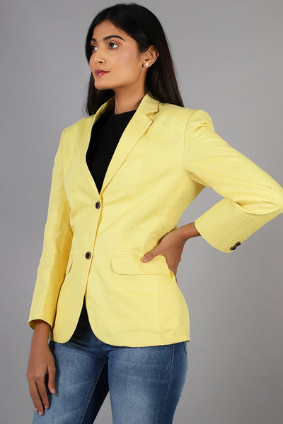 Cotton Linen Yellow Blazer