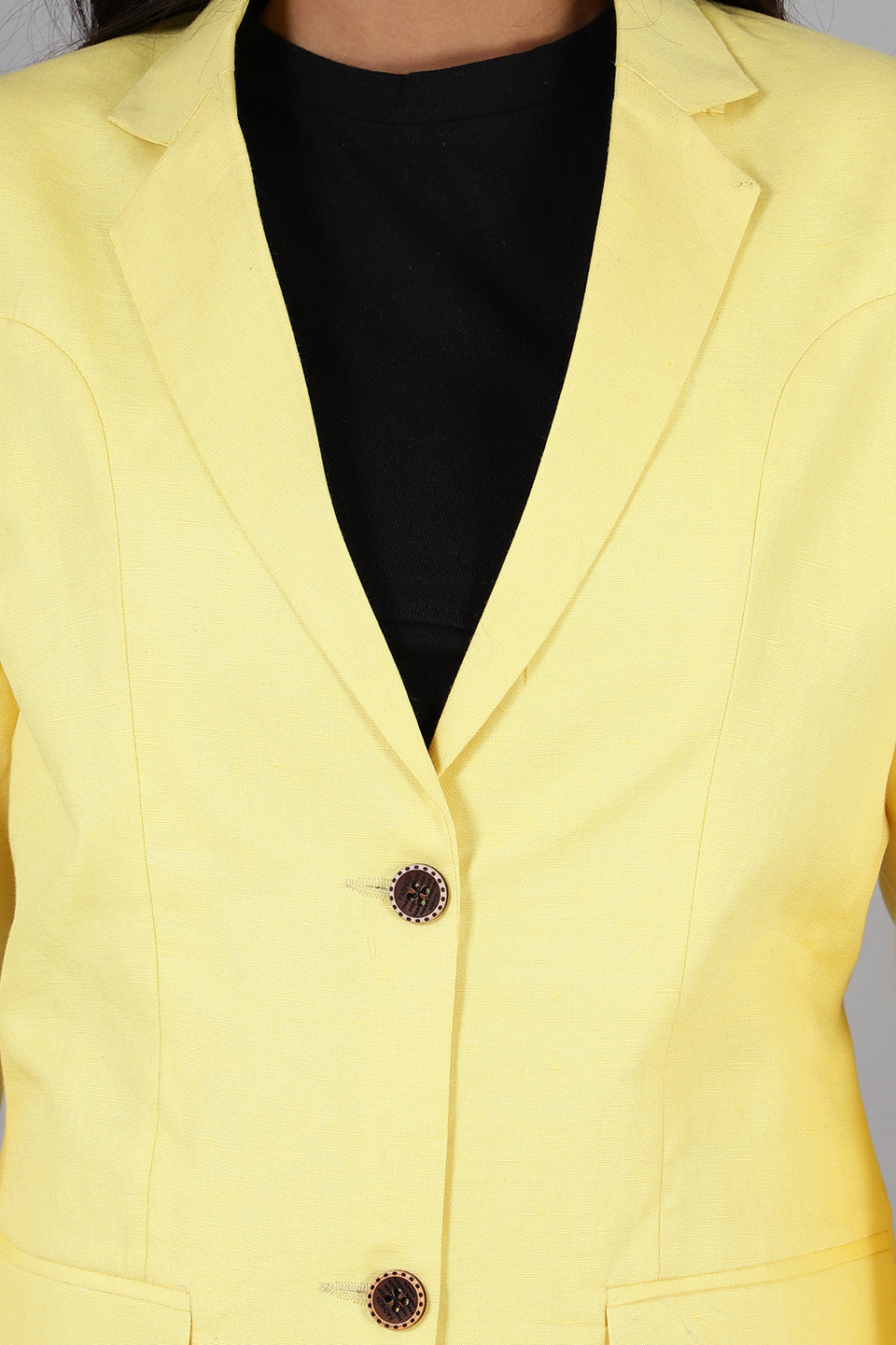 Cotton Linen Yellow Blazer