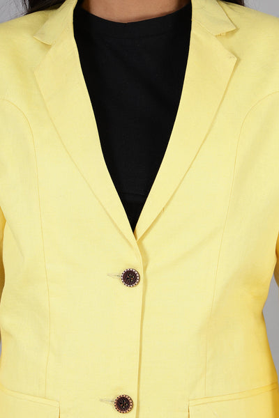 Cotton Linen Yellow Blazer
