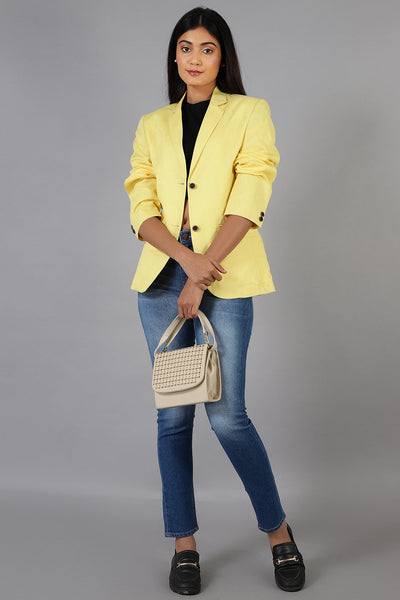 Cotton Linen Yellow Blazer
