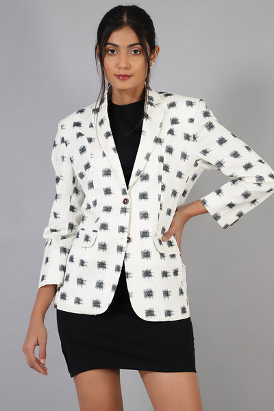Cotton Linen White Blazer