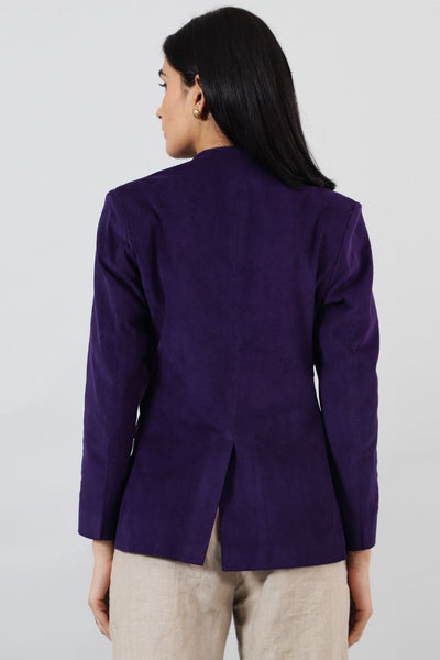 Corduroy Purple Cotton  Blazer