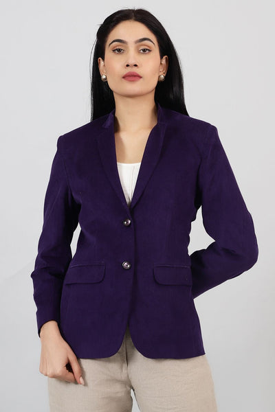 Corduroy Purple Cotton  Blazer
