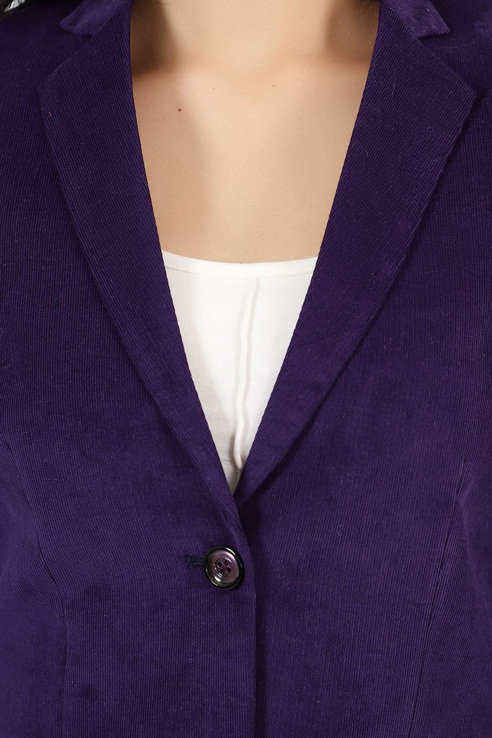 Corduroy Purple Cotton  Blazer