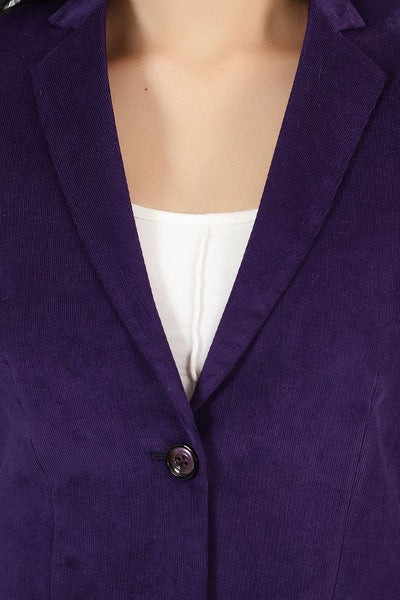 Corduroy Purple Cotton  Blazer