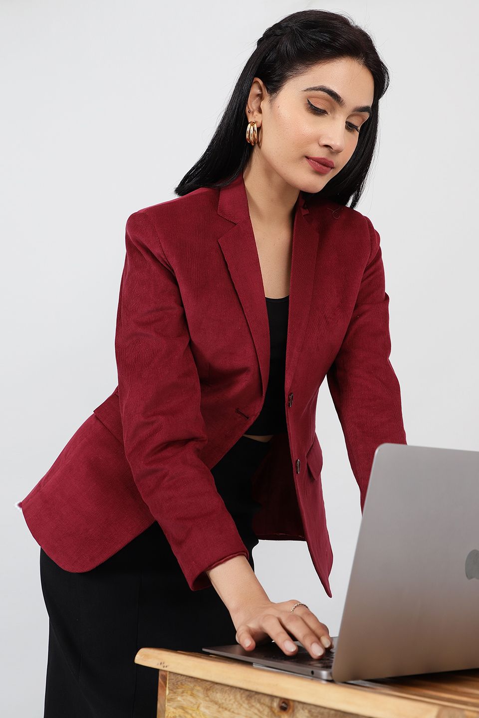 Corduroy Red Cotton  Blazer