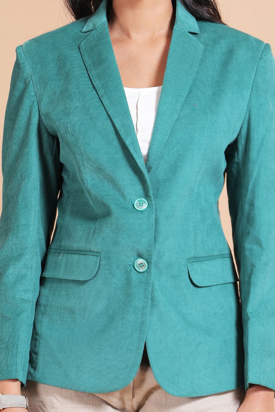 Corduroy Cotton Green Blazer