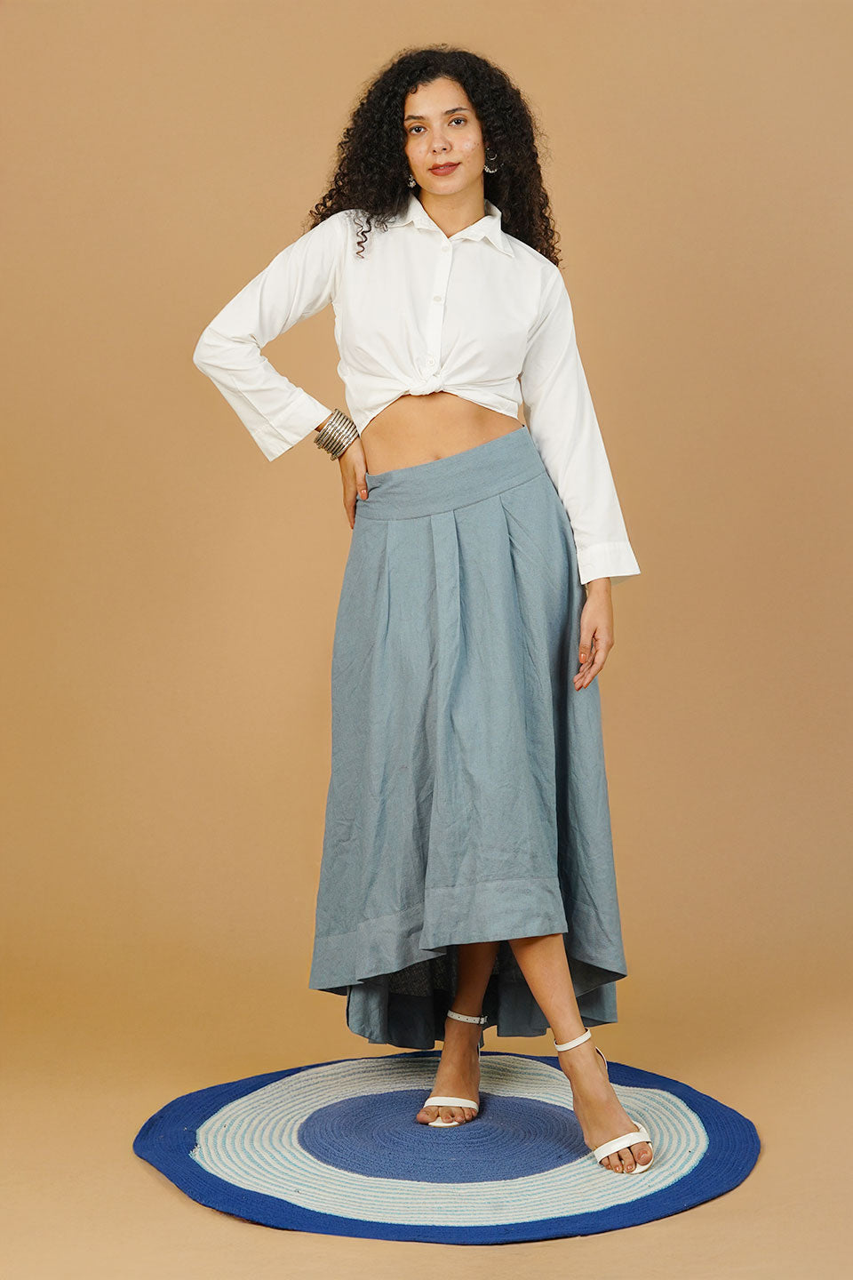 Grey Linen Cotton Skirt