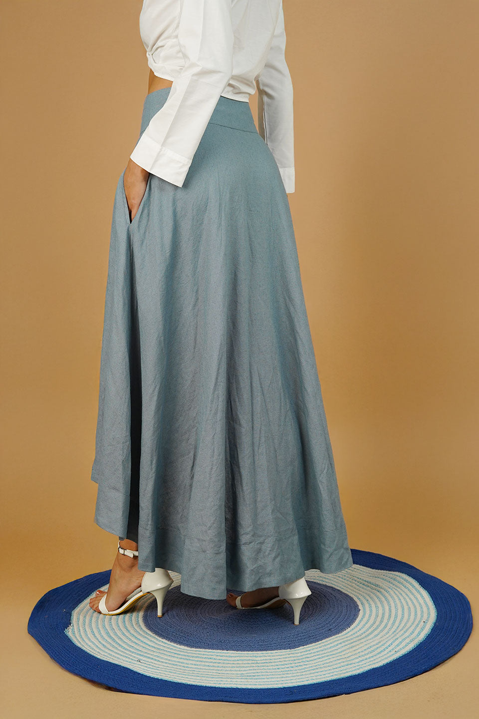 Grey Linen Cotton Skirt