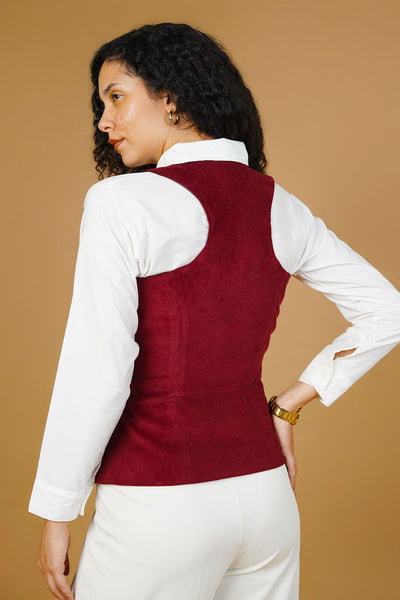 Corduroy Cotton Red Waistcoat