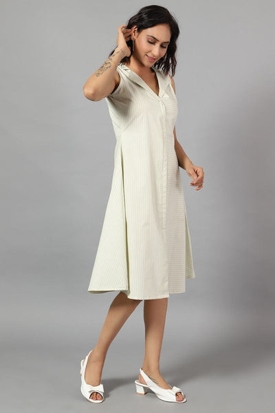 100% Cotton Midi Green Dress