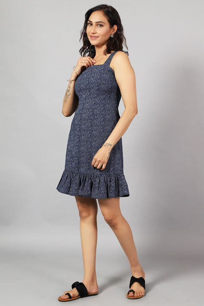100% Cotton Mini Blue Dress