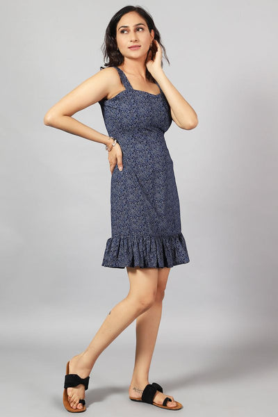 100% Cotton Mini Blue Dress