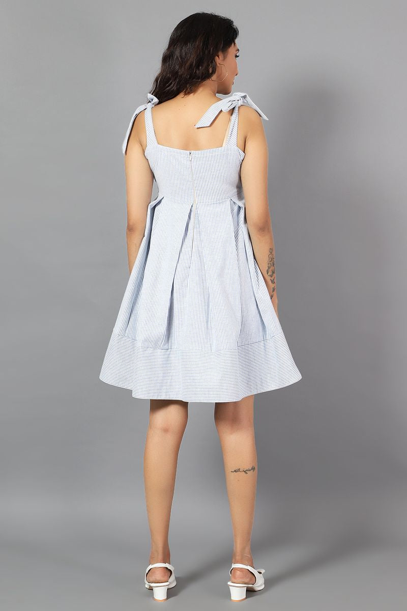 100% Cotton Mini Blue Dress
